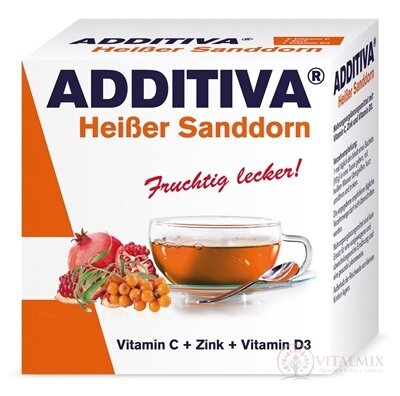 ADDITIVA Horký doušek Rakytník sáčku s práškem (vitamín C + D3 + zinek) (po 10 g) 1x10 ks