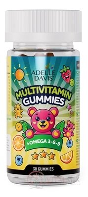 Adelle Davis MULTIVITAMIN GUMMIES + OMEGA 3,6,9 želatinové medvídci, příchuť pomeranč 1x30 ks