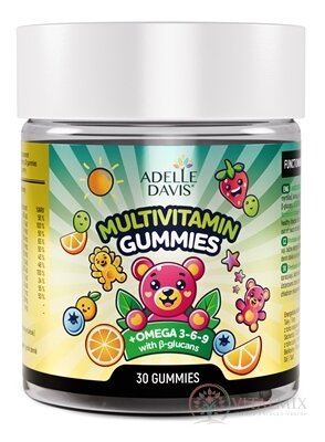 Adelle Davis MULTIVITAMIN GUMMIES+Omega+glucans želatinové medvídci, příchuť banán-borůvka 1x30 ks