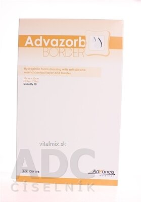 Advazorb Border krytí na rány samopriľnavé atraumatické10x20 cm 1x10 ks