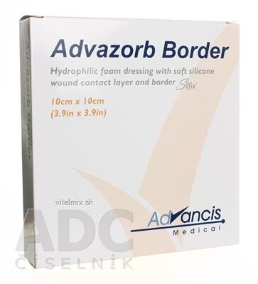 ADVAZORB BORDER krytí na rány samopriľnavé, atraumatické 10x10 cm, 1x10 ks