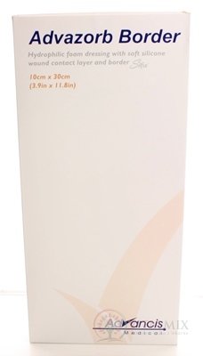 ADVAZORB BORDER krytí na rány samopřilnavé, atraumatické 10x30 cm, 1x10 ks