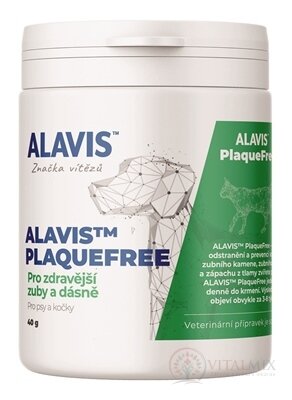 ALAVIS PLAQUEFREE prášek pro psy a kočky, pro zuby a dásně 1x40 g
