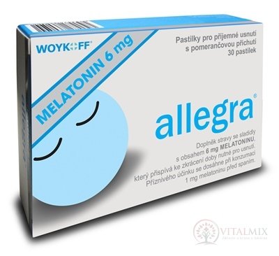 allegra MELATONÍN 6 mg pastilky s pomerančovou příchutí 1x30 ks