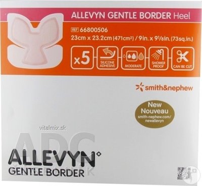 ALLEVYN Gentle Border Heel Krytí na rány 23x23,2 cm, adhezivní pěnové krytí se silikonovým gelem 1x5 ks