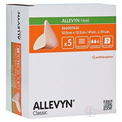 ALLEVYN Heel Krytí na rány 10,5x13,5 cm, neadhezivní polyuretanové pěnové krytí 1x5 ks