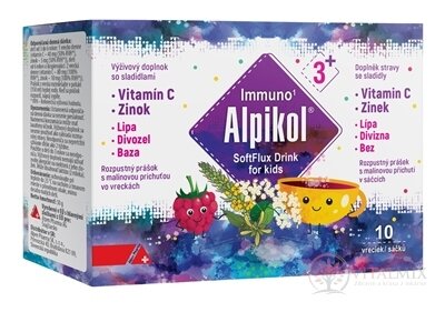Alpikol SoftFlux Drink for kids prášek pro přípravu nápoje, příchuť malina, sáčky 1x10 ks
