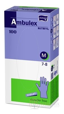 Ambulex NITRYL Vyšetřovací a ochranné rukavice vel. L M, fialové, nitrilové, nesterilní, nepudrované, 1x100 ks