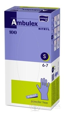Ambulex NITRYL Vyšetřovací a ochranné rukavice vel. L S, fialové, nitrilové, nesterilní, nepudrované, 1x100 ks
