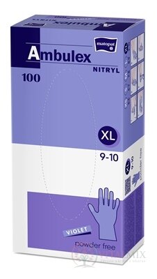 Ambulex NITRYL Vyšetřovací a ochranné rukavice vel. L XL, fialové, nitrilové, nesterilní, nepudrované, 1x100 ks