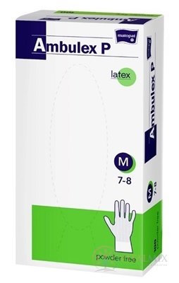 Ambulex P rukavice LATEXOVÉ, potažené polymerem vel. M, nesterilní, nepudrované 1x100 ks
