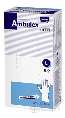 Ambulex rukavice NITRYLOVÉ vel. L, bílé, nesterilní, nepudrované, 1x100 ks