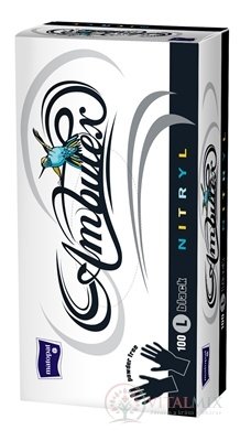 Ambulex rukavice NITRYLOVÉ vel. L, černé, nesterilní, nepudrované, 1x100 ks