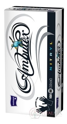 Ambulex rukavice NITRYLOVÉ vel. M, černé, nesterilní, nepudrované, 1x100 ks