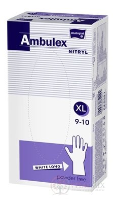 Ambulex rukavice NITRYLOVÉ vel. XL, bílé, nesterilní, nepudrované, 1x100 ks
