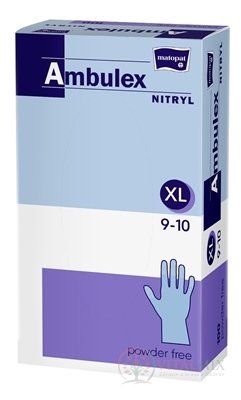 Ambulex rukavice NITRYLOVÉ vel. XL, modré, nesterilní, nepudrované, 1x100 ks