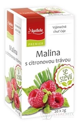 APOTHEKE PREMIER Malina s citronovou trávou ovocný čaj (se Stevieho) v nálevových sáčcích 20x2 g (40 g)
