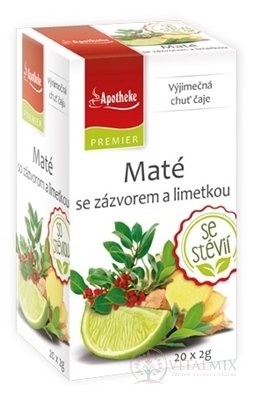 APOTHEKE PREMIER Maté se zázvorem a limetkou ovocný čaj (se Stevieho) v nálevových sáčcích 20x2 g (40 g)