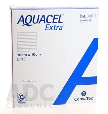 AQUACEL EXTRA Krytí na rány se zpevněným vláknem, 10x10 cm, 1x10 ks