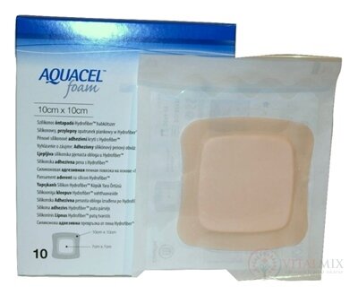 AQUACEL Foam Hydrofiber krytí na rány adhezivní pěnové, silikonový okraj, 10x10 cm, 1x10 ks