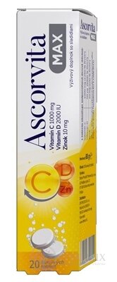 ASCORVITA MAX šumivé tablety vitamín C, D a zinek 1x20 ks