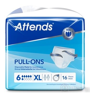 ATTENDS Pull-Ons 6 XL inkontinenční kalhotky, savost 2099 ml, obvod boků 130-170 cm, 1x16 ks