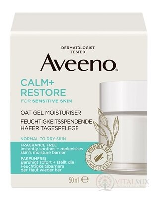 Aveeno CALM+RESTORE Oat gel moisturiser hydratační pleťový gel s ovsem 1x50 ml