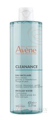 AVENE CLEANANCE MICELÁRNÍ VODA mastná pleť a se sklonem k nedokonalostem (inov.2023) 1x400 ml