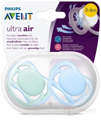 AVENT DUDLÍK 0-6M Ultra air chlapec na utišování, silikon 1x2 ks