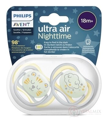 AVENT DUDLÍK 18M+ Ultra air neutral noční na utišování, silikon, mix 1x2 ks