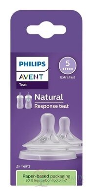 AVENT DUDLÍK na láhev Natural Response 5 rychlý průtok, 6m+, silikonový 1x2 ks