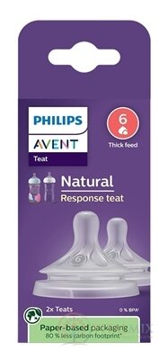 AVENT DUDLÍK na láhev Natural Response 6 na kaši, 6m+, silikonový 1x2 ks
