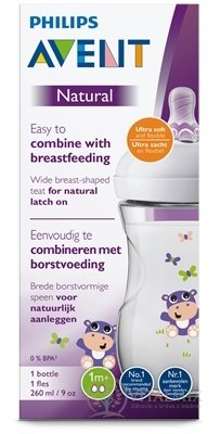 AVENT LÁHEV Natural PP 260 ml Hroch, dudlík ultra soft (1m +) měkký, pomalý (SCF070 / 22) 1x1 ks