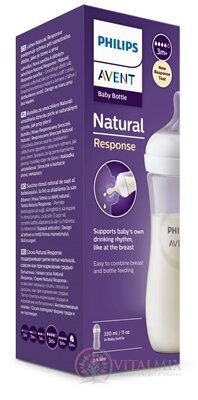 AVENT LÁHVE Natural Response 330 ml průhledná, dudlík pro podporu rytmu pití (3m+) 1x1 ks