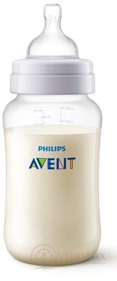 AVENT LÁHEV PP Antikolik 330 ml poloprůhledná, antikolikový měkký dudlík s 3 otvory, 1x1 ks