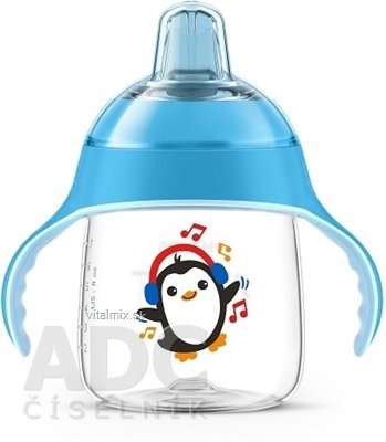 AVENT HRNEK Premium 260 ml s držadly od 12 měsíců, modrý, tučňák, 1x1 ks