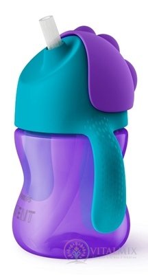 AVENT HRNEK s brčkem 200 ml (0% BPA) od 9 měsíců, s držadly, dívka, 1x1 ks