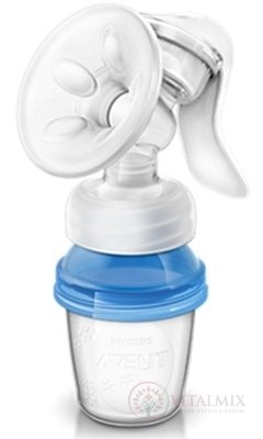 AVENT manuální odsávačka mléka Natural + VIA 3 VIA pohárky s víčky na závit, 1x1 set