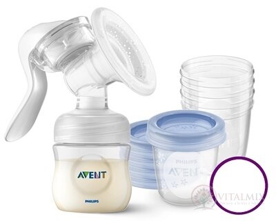 AVENT ODSAVAČKA MLÉKA manuální Akce (6706720) odsávačka 1 ks + Dárek (VIA pohárky 180 ml 5 ks) 1x1 set