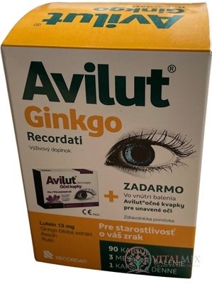 AVILUT Ginkgo Recordati cps 1x90 ks + zdarma AVILUT oční kapky pro unavené oči 10x0,5 ml, 1x1 set
