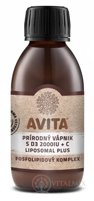 AVITA PŘÍRODNÍ VÁPNÍK S D3 2000 + C liposome PLUS fosfolipidů komplex 1x200 ml