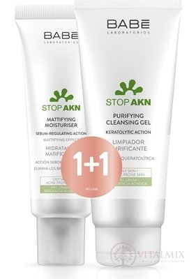 BABÉ AKNÉ Hydratační krém + Hloubkově čistící gel krém 50 ml + gel 200 ml (1+1), 1x1 set