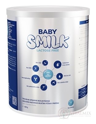 BABYSMILK LACTOSE FREE následná kojenecká mléčná výživa v prášku, s Colostrem (od 6 měsíců) 1x400 g