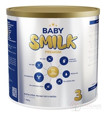 BABYSMILK PREMIUM 3 mléčná výživa pro malé děti v prášku, s Colostrem (12 - 24 měsíců) 1x900 g