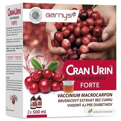 BARNY&#39;S CRAN-urinál FORTE tekuté brusinky 2x500 ml (1000 ml), 1x1 set