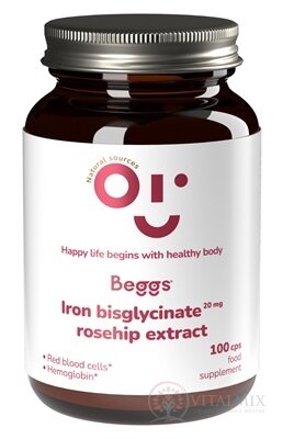 Beggs IRON bisglycinate 20 mg + ROSEHIP extract cps (železo a extrakt z šipek) 1x100 ks