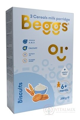 Beggs Mléčná kaše 3zrnná Se sušenkami (od ukonč. 6. měsíce) 1x200 g