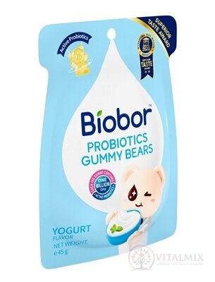 Biobor PROBIOTICS GUMMY BEARS YOGURT FLAVOR želé medvídci s jogurtovou příchutí a probiotiky, 1x45 g