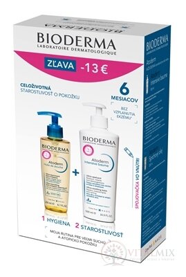 BIODERMA Atoderm BALÍK Intensive baume + Olej zklidňující balzám 500 ml + sprchový olej 200 ml, (SLEVA -13 EUR), 1x1 set