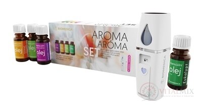 BIOMEDICE AROMA SET esenciální oleje 4x10 ml + dárek nano mlhový rozprašovač, 1x1 set